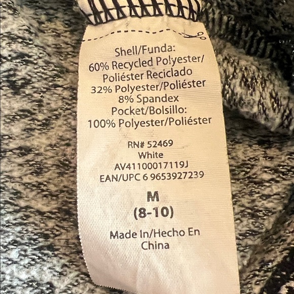 Avia Black White Quarter Zip Pullover Thumb Hole Cuffs Zip Pockets Size M (8-10) - Picture 9 of 14